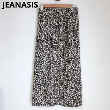 지나시스 롱 스커트 타이트 스커트 레오파드 무늬 슬림 아이보리 F