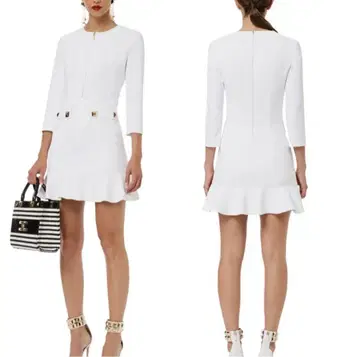 ELISABETTA FRANCHI 로고 스터드 크루넥 미니 드레스