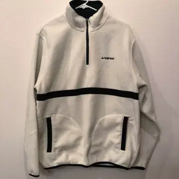 VANS 하프 지퍼 플리스 맨투맨 후드티 화이트