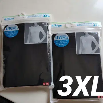 유니클로 AIRism UV컷 크루넥 T셔츠 3XL 2장 Black