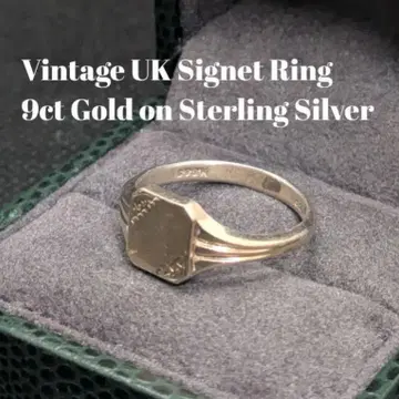 영국제 빈티지 시그넷 반지 9금 오버레이 스털링 실버