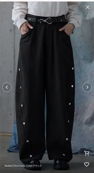 SERACE 와이드 드레이프 TR 스터드 커브 슬랙스 M 블랙