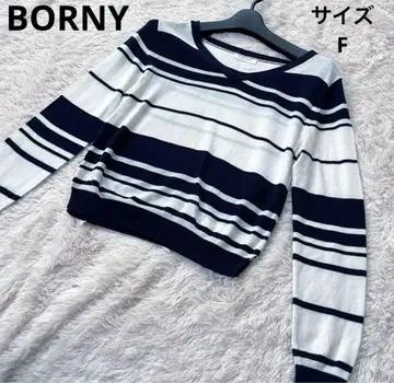 BORNY 보더 V넥 긴팔 니트 사이즈 F