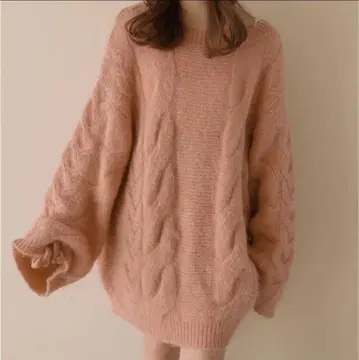 [ 완판템 ] mideal volume cable knit 마이딜 핑크