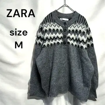 새상품급 ZARA 자라 니트 스웨터 그레이 니트 M 사이즈 버튼 포함