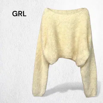 그레일 GRL 샤기 니트 스웨터 크롭 기장 복슬복슬 상의 F