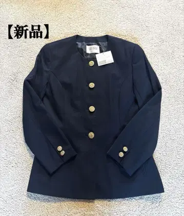 새상품 빈티지 골드 버튼 노카라 자켓 레트로 네이비 일본제 M