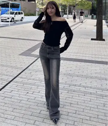 ACLENT 빈티지 워시 플레어 청바지