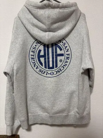 HUF 그레이 후드 부착 후드티