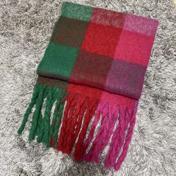 FREAK'S STORE 그린과 빨간색 체크 머플러