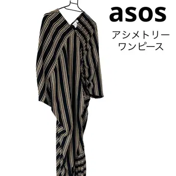 [컨디션 최상] ASOS V넥 비대칭 롱 원피스 스트라이프