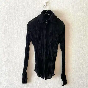 레킵 요시에 이나바 블라우스 플리츠 가공 풀 버튼 비익 버튼 38