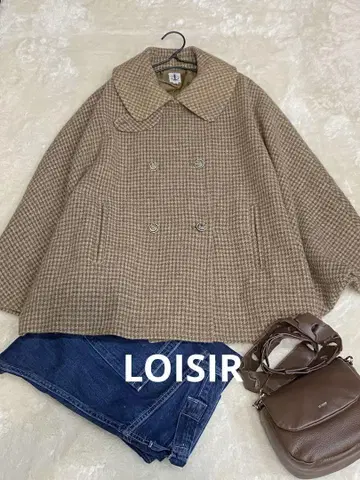 LOISIR 로와지르 넉넉한 울 체크 무늬 판초 코트