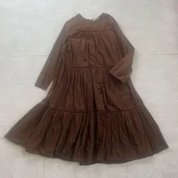 누키테파 코튼 보일 티어드 원피스 플레어 롱 종아리 기장