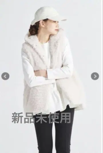 미사용 새상품 yori 요리 푸들 후드 베스트 화이트