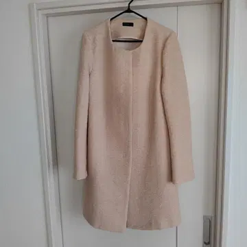 STILE BENETTON 핑크 베이지 노카라 코트 L 사이즈