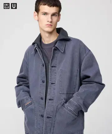 UNIQLO 오버 사이즈 컬러 데님 자켓 M 그레이 유니클로