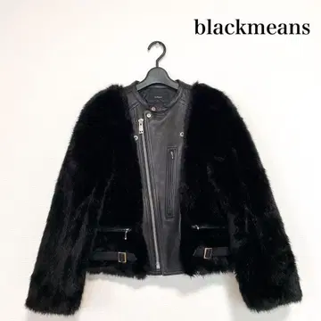 컨디션 최상 blackmeans 도킹 인조 모피 라이더 자켓 양가죽