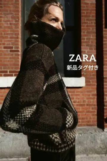ZARA 체커 패턴 봄버 니트 자켓 M