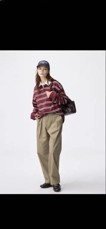 GU 치노 배럴 레그 턱 팬츠 L