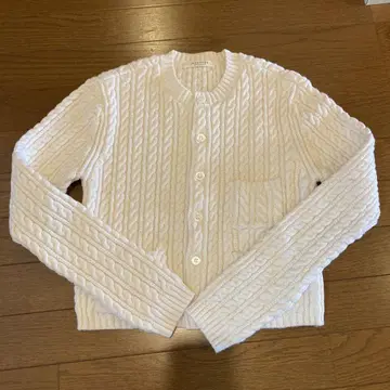 MACPHEE 케이블 짜임 가디건 화이트