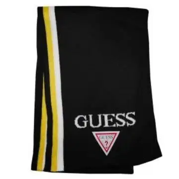 GUESS 스트라이프 머플러 블랙/옐로우 컬러/화이트