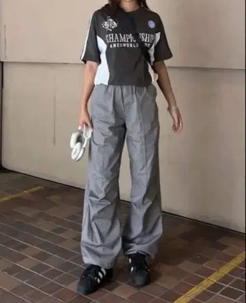 hth piping tuck pants gray 카고 팬츠