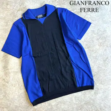 GIANFRANCO FERRE 이탈리아제 바이컬러 반팔 니트 피케 셔츠