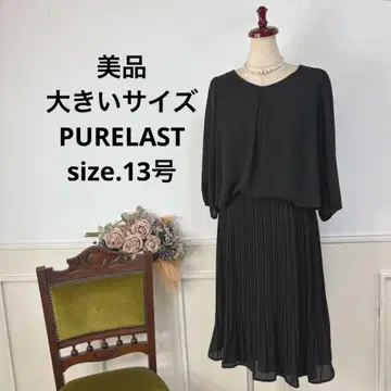 새상품급 빅 사이즈 PURELAST 블랙 플리츠 원피스