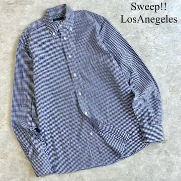 Sweep!!LosAnegeles 로고 자수 체크 버튼 다운 긴팔 셔츠