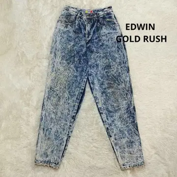 80s GOLD RUSH 케미컬 워시 테이퍼드 데님 팬츠 M