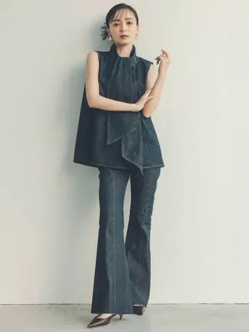 센터 심 세미 플레어 데님 아뉴앙스 인디고 2 anuans