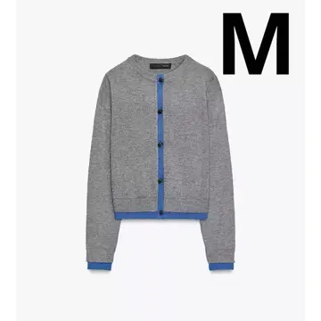 [ 완판 ] ZARA 콤비 니트 가디건 M 택 포함 새상품 블루