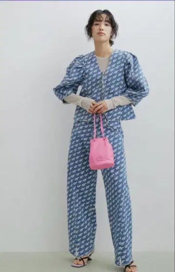 ADAM ET ROPE FEMME 로고 프린트 와이드 팬츠 36