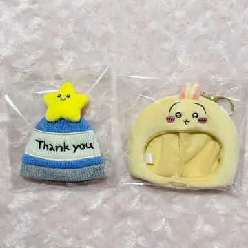 치이카와 파크 우키우키 봉제인형 캡 토끼 니트 모자 키링 별