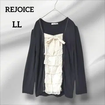 REJOICE 긴팔 니트 프릴 리본 포함 앙상블풍 블랙 LL