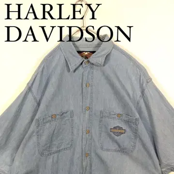 Harley Davidson 반팔 데님 셔츠 던가리 XL