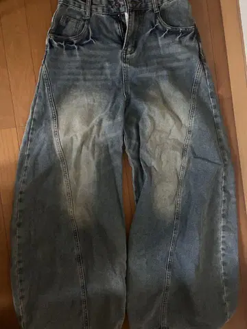 와이드 레그 데님 팬츠 블루