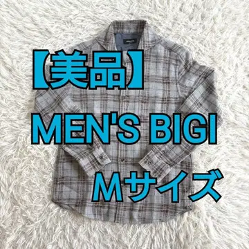 [새상품급] MEN'S BIGI 체크 무늬 긴팔 셔츠 남성용 M 사이즈