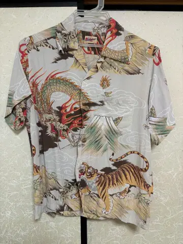 SUN SURF 일본풍 패턴 하와이안 셔츠 용 호랑이 XS