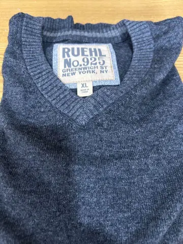 RUEHL No. 925 다크 그레이 V넥 니트 XL