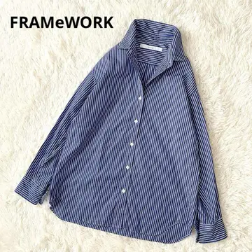 [ 새상품급 ] 프레임워크 레귤러 카라 셔츠 스트라이프 블루