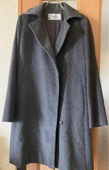 J.white 그레이 더블 브레스트 캐시미어 코트