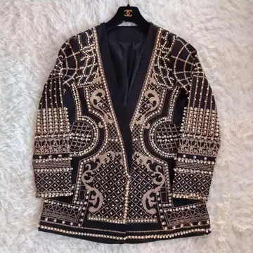 [ 레어 ] DECENT MISS 수트 코트 펄 장식 올 패턴 화려함 L