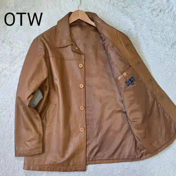 새상품급 온더월드 카 코트 카멜 브라운 빅 가죽 사이즈 L 상당