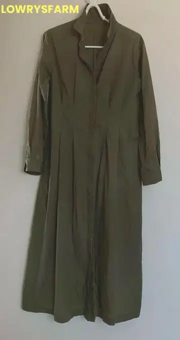 로리즈팜 [ F ] 긴팔 롱 원피스 포켓 겉옷 올리브 그린