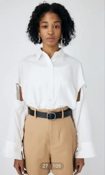 moussy ARM SLIT OVER 셔츠 화이트