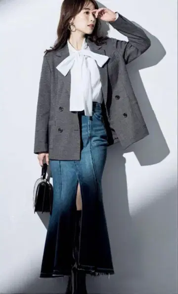 MERCURYDUO 데님 랩 머메이드 스커트