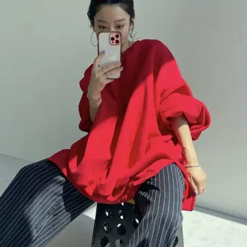 여성용 빨간색 속기모 트레이닝복 유니클로 GU 맨투맨 오버 사이즈