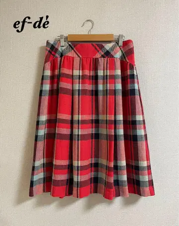 새상품급 ef-de 턱 플레어 체크 무늬 스커트 13호 일본제